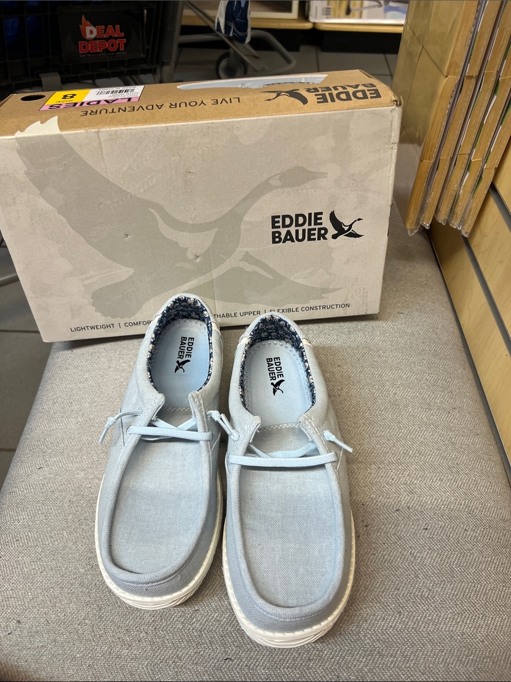 Eddie Bauer Light Blue Canvas Slip-On Boat Shoes